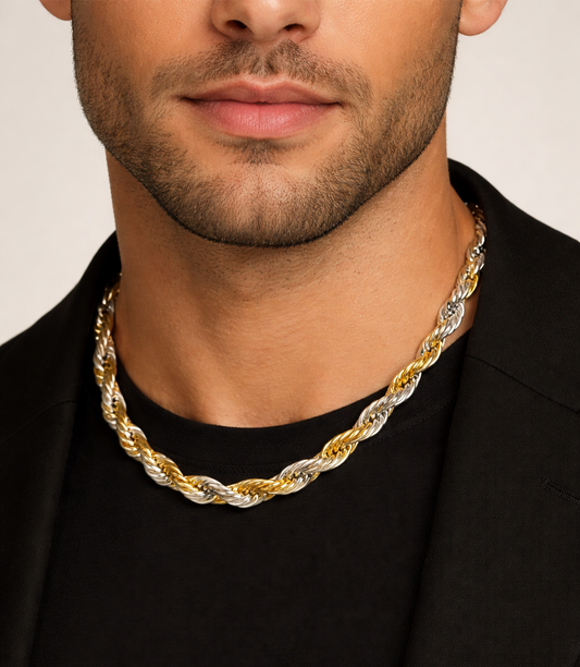 Men's Gold & Silver Twist Chain (21.5 Inch)