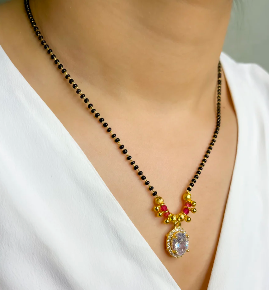 Oval Diamond Mangalsutra For Women