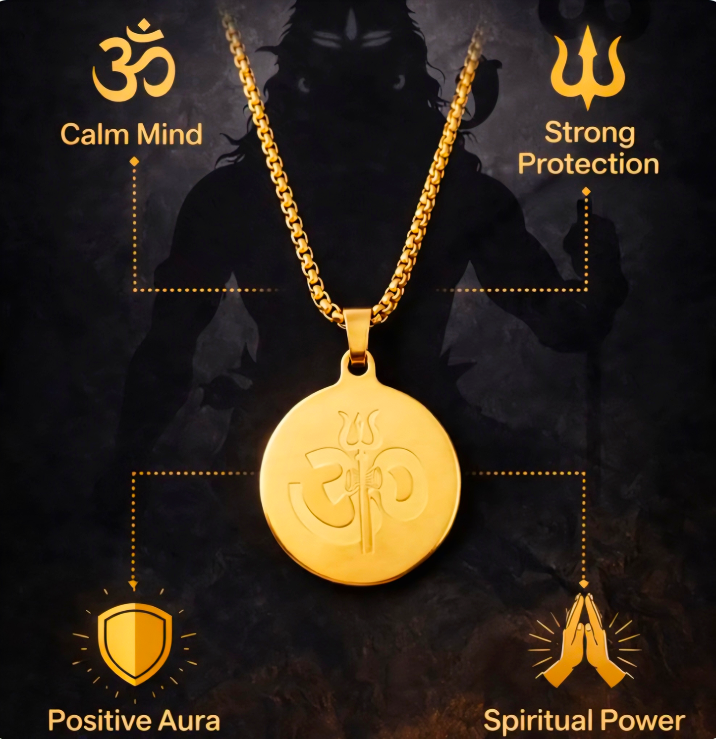 Om Trishul Pandent Stainless Steel Necklace chain For Men (24 Inch)