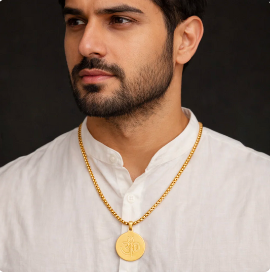 Om Trishul Pandent Stainless Steel Necklace chain For Men (24 Inch)