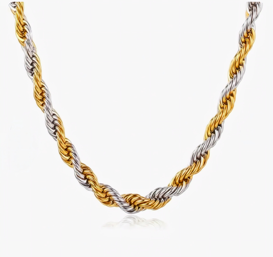 Men's Gold & Silver Twist Chain (21.5 Inch)