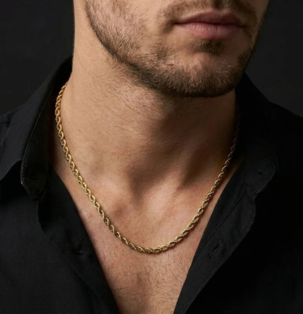 Gold Plated Rope Chain For Men (21.5 Inch)