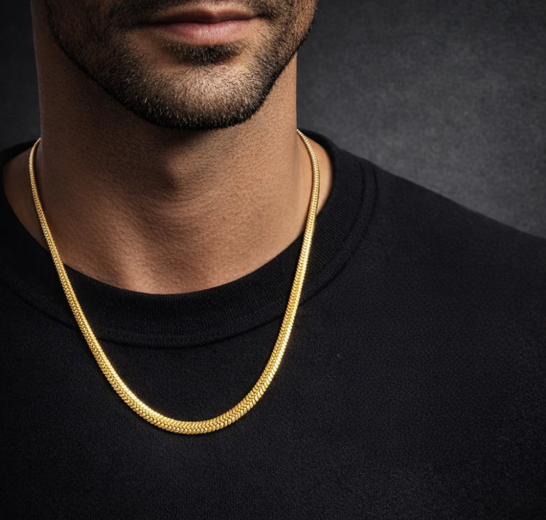 Gold Plated Snake Chain For Men (21.5 Inch)