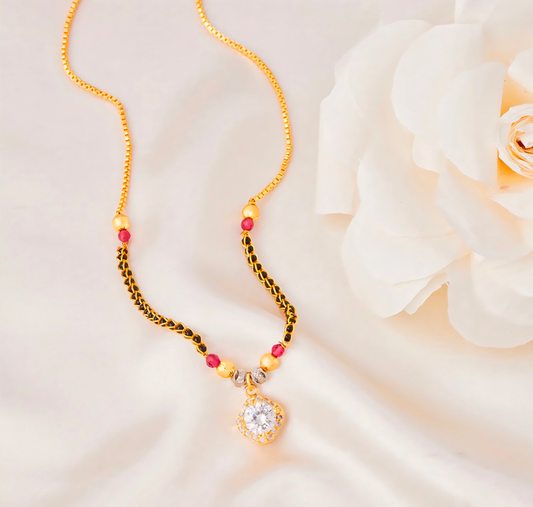 White Round Diamond Mangalsutra For Women