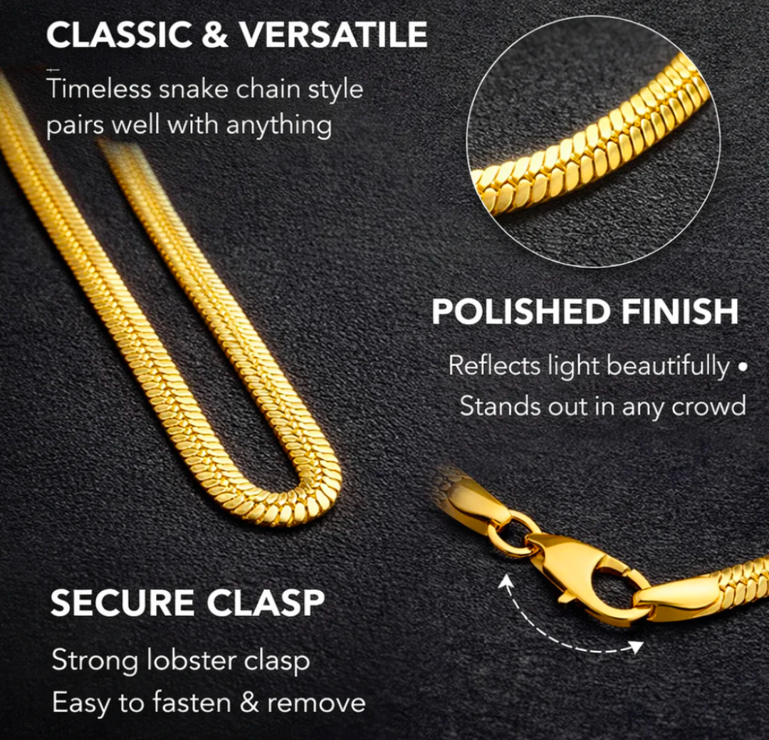 Gold Plated Snake Chain For Men (21.5 Inch)