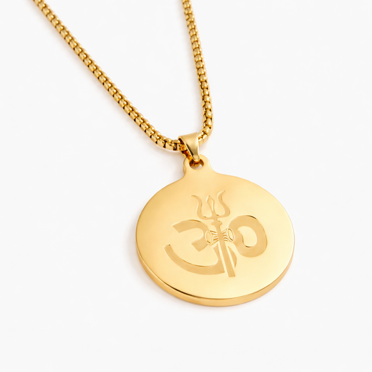 Om Trishul Pandent Stainless Steel Necklace chain For Men (24 Inch)